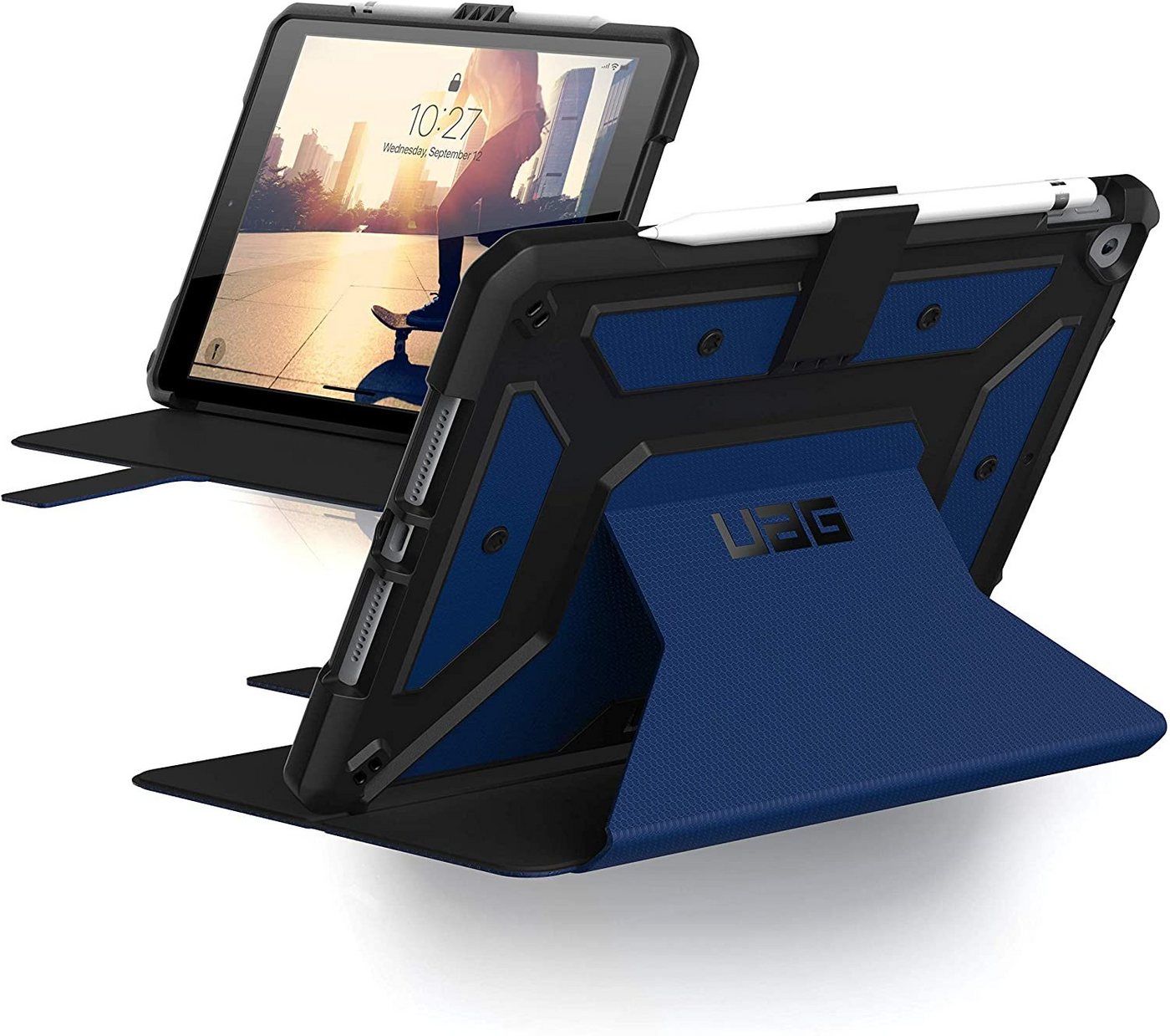 UAG Tablet-Hülle Metropolis 25,9 cm (10,2 Zoll), [iPad 10.2 Hülle (2020 & 2019 / 8. & 7. Generation), Wake/Sleep Funktion, Apple Pencil / Logitech Crayon Halter, Standfunktion, Smart Keyboard kompatibel] - blau (cobalt) von UAG