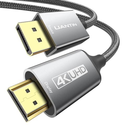 UANTIN 4K DisplayPort-auf-HDMI-Kabel, 3 m, 1080p @ 120 Hz, 1440P/2K @ 60 Hz, unidirektionaler DP auf HDMI-Stecker, geflochtenes Kabel, Display-Port auf HDMI-Kabel für Desktop, Dell, Lenovo, ThinkPad, von UANTIN
