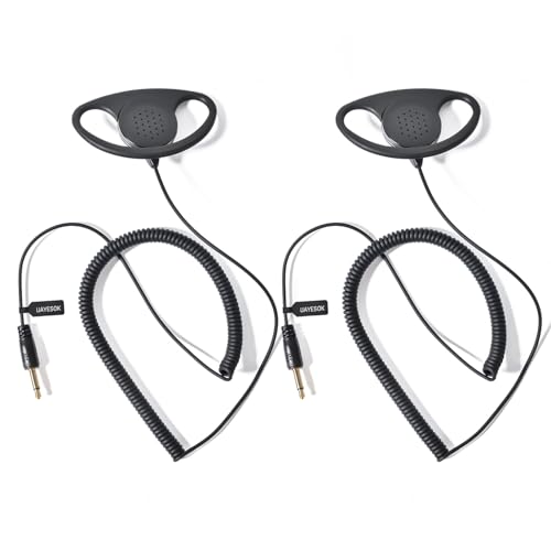 UAYESOK 1 Pin 3,5mm Nur Empfang/Hören Ohrhörer, D Form kopfhörer Polizei Security Lautsprecher Mikrofon Headset Ohrstück mit 3,5-mm-Audiobuchsen für Motorola Hytera Kenwood Funkgerät (2 Stück) von UAYESOK