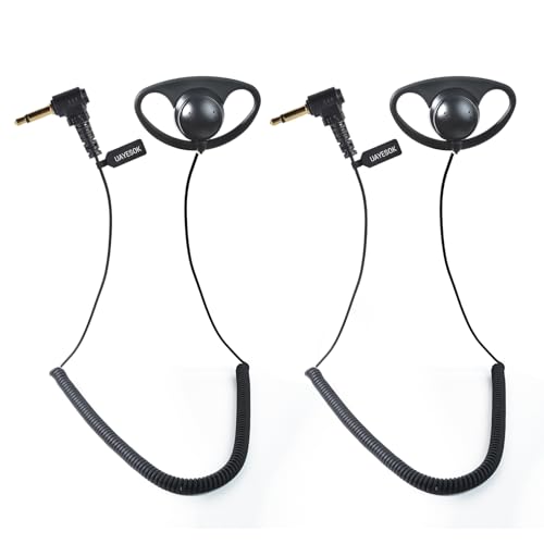 UAYESOK 1 Pin Funk Ohrhörer 3,5 mm Hören Nur zu Kopfhörer, D Form Polizei Security Mikrofon Headset Ohrstück mit 3,5-mm-Audiobuchsen für Motorola Hytera Kenwood Funkgerät (2 Stück) von UAYESOK