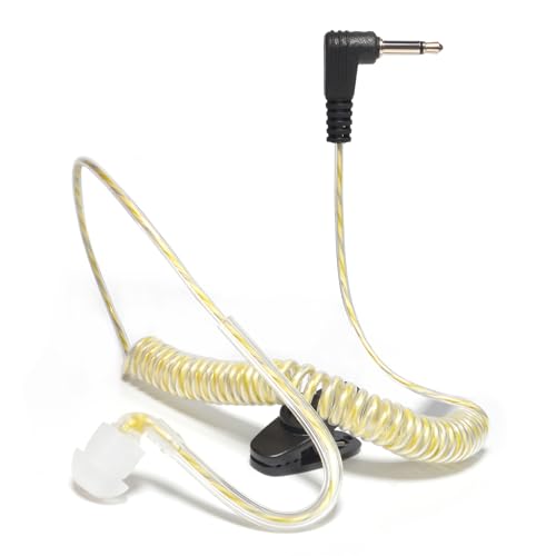 UAYESOK 3,5mm Ohrhörer Ohrstöpsel Schallschlauch, Höre nur zu Kopfhörer Hörschlauch In-Ear 1 Pin Headset inkl. Halteclip für Funkgerät Lautsprecher Mikrofon Motorola Kenwood Security Polizei von UAYESOK