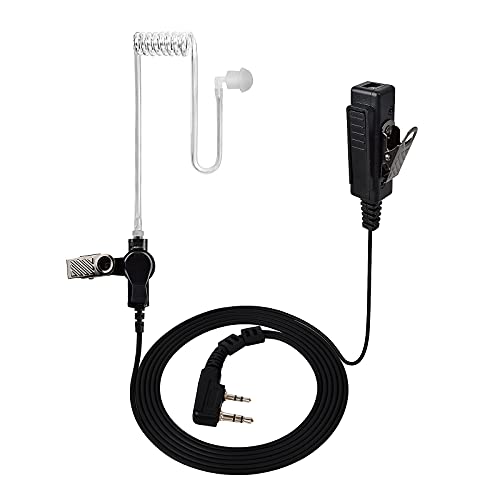 UAYESOK Air Covert Akustikschlauch-Ohrhörer, Walkie-Talkie-Sicherheits-Headset, 2-polig, mit PTT-Mikrofon, kompatibel mit Kenwood TK-3501 TK-3201 Baofeng UV-5R BF-888S UV-82 Retivis Zwei-Wege-Radio von UAYESOK