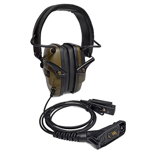 UAYESOK Elektronische Ohrschützer Walkie Talkie Headset Kopfhörer Aktiver Lärmschutz Gehörschutz Ohrenschützer für Schießen mit PTT Mic für Motorola DP3400 DP4400 DP4600 DP4800 MTP6650 Funkgerät von UAYESOK