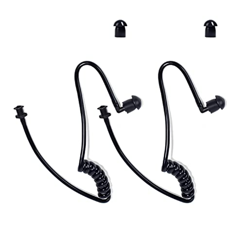 UAYESOK Ersatz-Akustik-Luftspule, schwarzes verdecktes Audio-Rohr mit Pilz-Ohrstöpseln Ohrspitzen für Walkie Talkie Ohrhörer Zwei-Wege-Radio Headset Kit (2 Pack) von UAYESOK