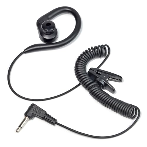 UAYESOK Funk Ohrhörer 3.5mm Klinke Höre nur zu Kopfhörer G Form Ohrhaken Hörmuschel Funkgeräte Headset 1 Pin Halteclip für Motorola Yaesu Kenwood Security Polizei Lautsprecher Mikrofon Radio von UAYESOK