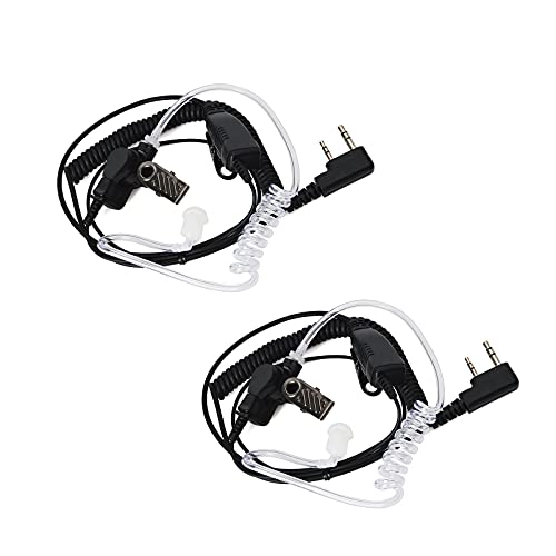 UAYESOK Funkgerät Headset Security Schallschlauch Ohrhörer 2 Pin Kopfhörer mit PTT Mikrofon für Kenwood Baofeng UV-5R BF-88S VF-88E Wouxun Retevis Walkie Talkie (2 Stück) von UAYESOK