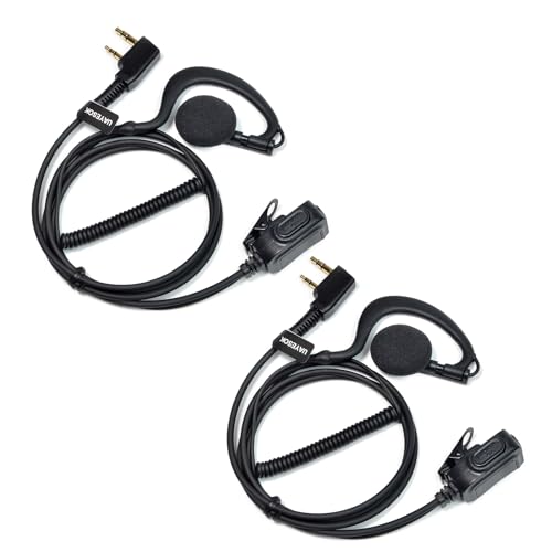 UAYESOK G Form Walkie Talkie Kopfhörer Funkgerät Headset mit PTT Mikrofon Kompatibel mit 2 Pin Kenwood Baofeng UV-5R 888S BF-F8HP UV-82 Quansheng UV-K5 Retevis TYT Security Funk Zubehör(2 PCS) von UAYESOK