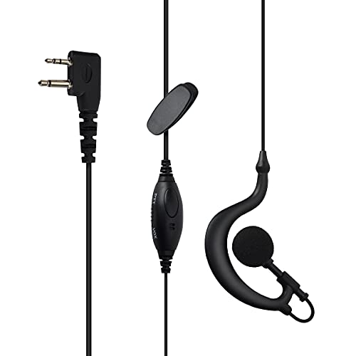 UAYESOK Polizei Sicherheits Ohrhörer, G-Form 2-Pin Headset Inline-VOX/PTT-Mikrofon Mikrofon für Midland G6 G7 G7Pro G9 GXT550 Alan42 Alan52 Walkie Talkie 2-Wege-Funkgerät von UAYESOK