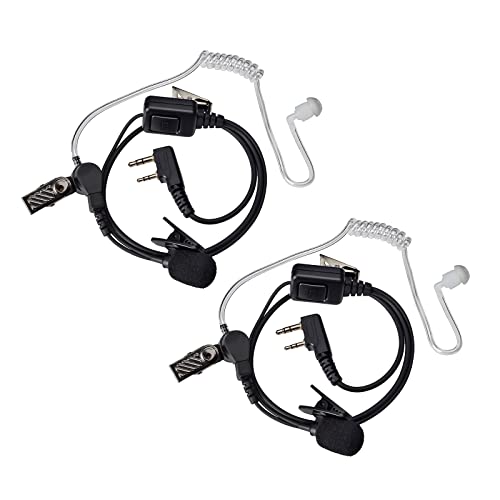 UAYESOK Radio Ohrhörer Sicherheit Schallschlauch Walkie Talkie Headset 2-poliger Ansteckmikrofon mit PTT, kompatibel mit Kenwood TK-3501 Baofeng UV-5R 888S RETEVIS Esynic Protalk Funkgerät (2 Stück) von UAYESOK