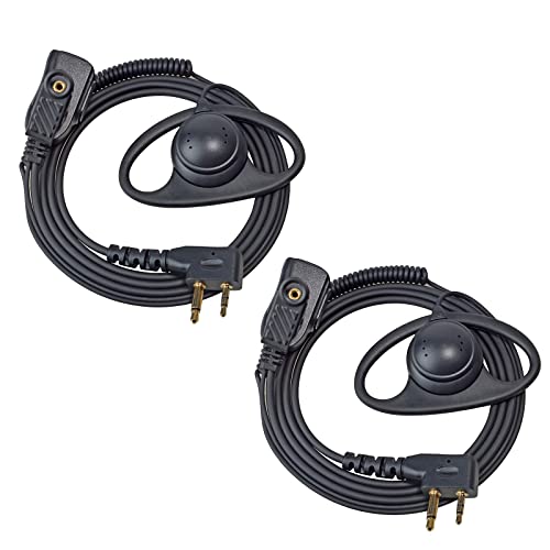 UAYESOK Headset Funkgerät mit PTT Mikrofon, D Form Kopfhörer Walkie Talkie Ohrhörer Security 2 Pin für Midland G9 G7 PRO G8 G9 G5 G6 XT60 XT70 M24 M48 M99 GXT650 Alan39 Alan42 XTR (2 Stück) von UAYESOK