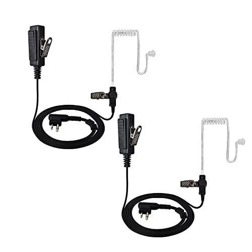 UAYESOK Schallschlauch Headset, Funkgeräte Ohrhörer Kopfhörer mit PTT Mikrofon Für Motorola 2 Pin CP040 CP200 DP1400 GP88 GP300 CLS1410 CLS1100 Hytera Polizei Midland G15 G18 Walkie Talkie (2 Stück) von UAYESOK