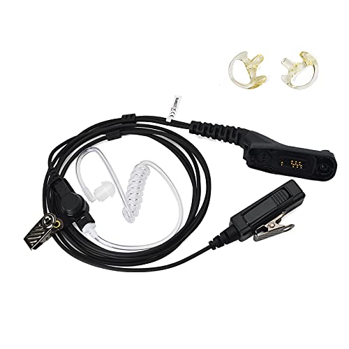 UAYESOK Schallschlauch Ohrhörer Kopfhörer Radio Headset mit PTT Mikrofon und Otoplastik für Motorola Multi Pin MTP6650 DP3400 DP3401 DP3600 DP3601 DP4400 DP4600 DP4800 DP4801 Walkie Talkie (Schwarz) von UAYESOK