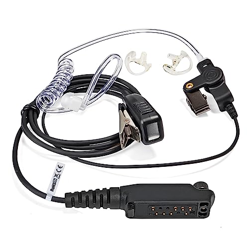 UAYESOK Security Funkgerät Headset Kopfhörer Ohrhörer für Sepura STP8000 STP9000 STP8238 SC20 SC21 Tetra mit In Ear Schallschlauch Ohrpassstück Ohrstöpsel PTT Mikrofon Polizei Walkie Talkie Zubehör von UAYESOK