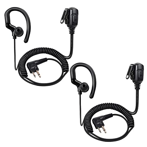 UAYESOK Sicherheits Funkgerät Ohrhörer Ohrstück 2 Pin für Motorola DP1400 CP040 GP300 XT420 XT460 HYTERA HYT PD405 PD505 Radio, G Form Walkie Talkie Headset Ohrstück mit PTT Mikrofon(2 PCS) von UAYESOK