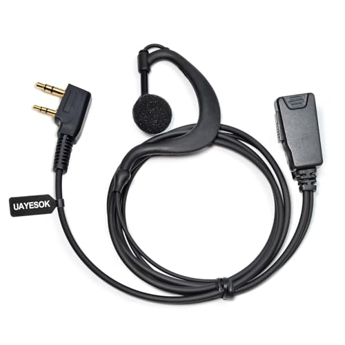UAYESOK Sicherheits-Ohrhörer, 2-poliger G-Ring, Walkie-Talkie-Headset mit PTT-Mikrofon für Baofeng UV-5R 888S H777 UV-82 Kenwood Protalk Retevis RT24 RT27 RT3 2-Wege-Radio-Ohrbügelschutz Kopfhörer von UAYESOK