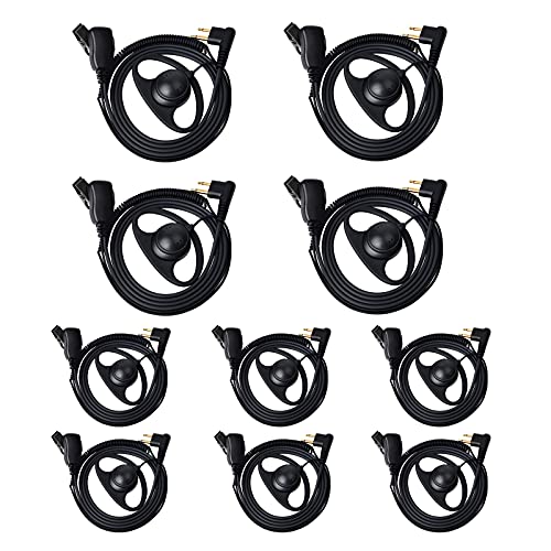 UAYESOK Überwachungs-Ohrhörer D-Form Walkie-Talkie-Headset mit PTT-Mikrofon für 2 Pin Motorola CP040 DP1400 GP68 GP88 GP300 CT150 Pro1150 (10 Stück) von UAYESOK