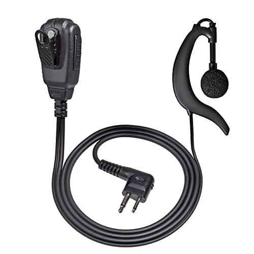 UAYESOK Walkie Talkie Headset Bodyguard G-Form-Ohrhörer mit großem PTT-Mikrofon für Motorola 2-polig DP1400 CP040 GP300 XT420 XT460 CLS1110 CLS1410 Hytera PD505 für Polizeisicherheits-Funkgerät von UAYESOK