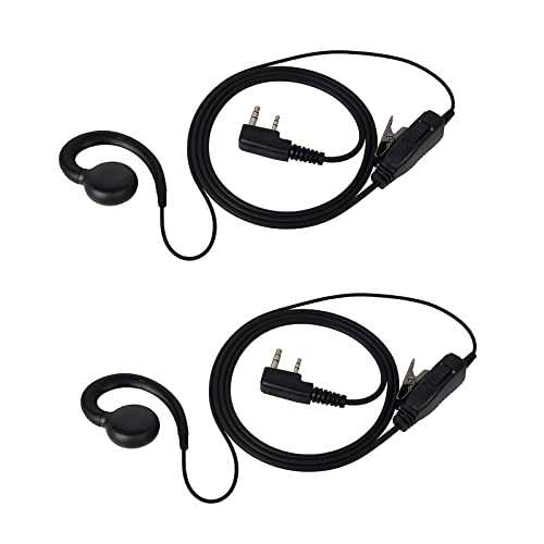 UAYESOK Walkie Talkie Ohrhörer C Typ 2 Pin Surveillance Headset Kopfhörer mit PTT Mikrofon für Kenwood TK-250 Baofeng UV-5R UV-82 BF-888S Retevis TYT Funkgerät (2 Stück) von UAYESOK
