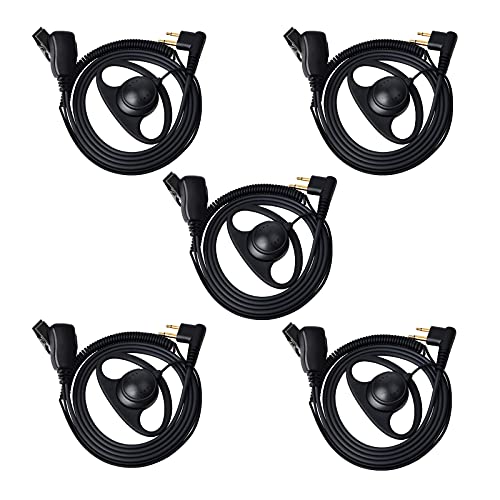 UAYESOK Walkie Talkie Ohrhörer Funkgerät Headset D Kopfhörer mit PTT Mikrofon für 2 Pin Motorola CP040 DP1400 GP68 GP88 GP300 CT150 XT420 XT460 HYTERA PD405 PD505 (5 Stück) von UAYESOK