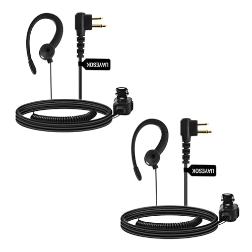 UAYESOK Funkgeräte Headset, G-Typ Security Ohrhörer 2 Pin Bodyguard Kopfhörer für Walkie Talkie Motorola CP040 DP1400 GP300 XT420 XT460 Hytera PD405 PD505 Funk, mit PTT-Mikrofon & Ohrstöpsel (2 STK.) von UAYESOK