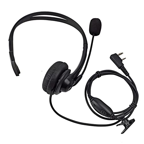 UAYESOK Zwei-Wege-Radio Overhead Ohrhörer Headset 2-polig mit Boom-Mikrofon, kompatibel mit Kenwood TK-2107 TK-3501 Baofeng UV-5R 888S Retevis RT24 RT27 H777 eSynic Wouxun Protalk Walkie Talkie von UAYESOK