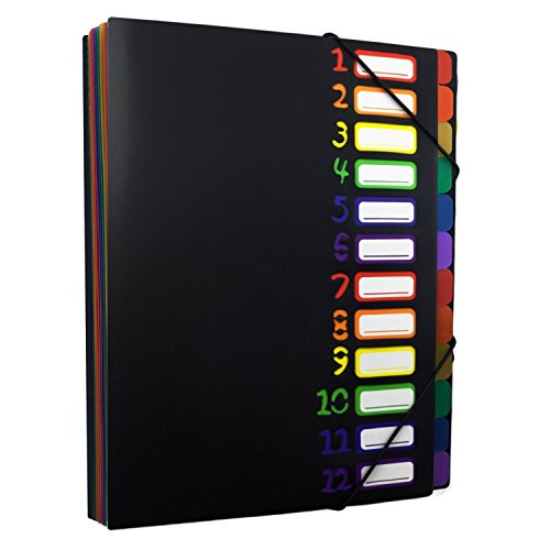 Kaka mall Folder Organizer ungiftig PP Material Ordnungsmappe 12 Fächer Erweiterbar Ordnungsmappe von UBaymax
