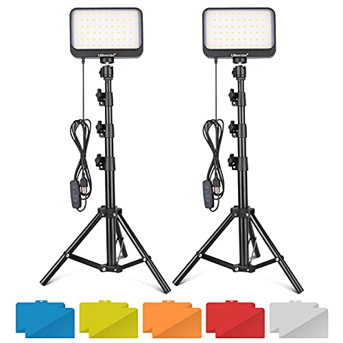 UBeesize 2Pack LED Videolicht Dimmbares Kamera Licht mit Einstellbar Stativ Ständer und Farbfilter für Zoom, Spielestreaming, YouTube. von UBeesize