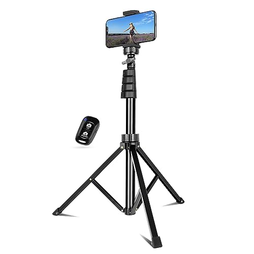 UBeesize Handy Stativ Ständer 157cm Selfie Handy stativ mit Bluetooth Fernbedienung, ausziehbar Stativ Ständer Perfekt für Selfies, Videoaufnahmen, Live Streaming, Schwarz von UBeesize