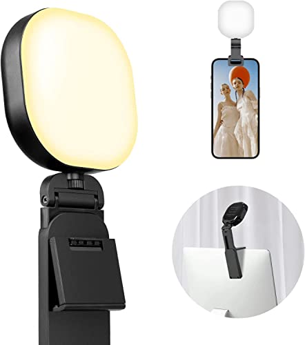 UBeesize Selfie Licht, 60 LED Handy Licht 3 Lichtmodi Einstellbar, Wiederaufladbarer Clip 360° Videokonferenz Licht Kompatibel mit Handys, iPads, Laptops Licht für Bilder Für Live-Streaming, Vlog von UBeesize