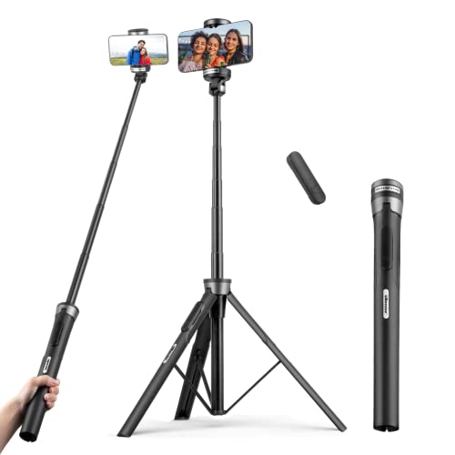 UBeesize Selfie Stick Stativ mit Kabellosem Fernauslöser, Erweiterbar 3 in 1 Selfie Stange aus Aluminium 360°Rotation Tragbar Handy Selfie-Stange von UBeesize