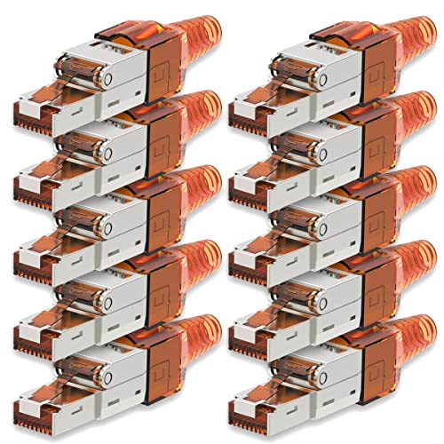 10 Stück Netzwerkstecker Cat 7 werkzeuglos CAT7 CAT7A RJ45 LAN UTP Kabel Stecker ohne Werkzeug werkzeugfrei CAT6a CAT6 CAT5 Verlegekabel Patchkabel Netzwerkkabel Toolless Modular Plug Connector von UC-Express