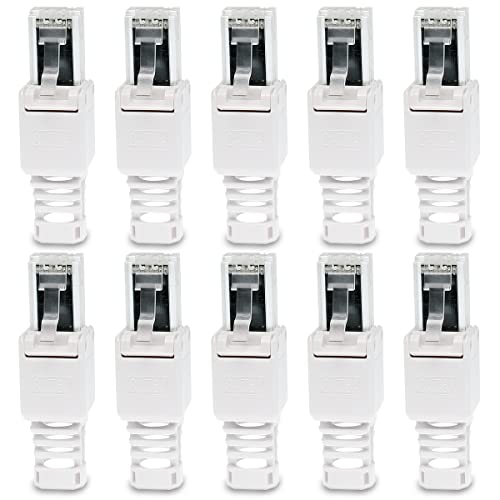 10 Stück Netzwerkstecker werkzeuglos CAT6A RJ45 LAN UTP Kabel Stecker ohne Werkzeug werkzeugfrei CAT6 CAT5 CAT7 Verlegekabel Patchkabel Netzwerkkabel Toolless Modular Plug Connector Crimpstecker von UC-Express