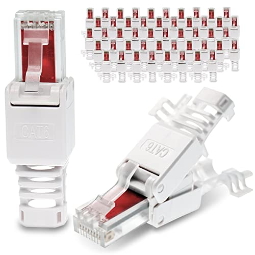 100 Stück Netzwerkstecker werkzeuglos RJ45 CAT6 LAN UTP Kabel Stecker ohne Werkzeug werkzeugfrei CAT5 CAT7 Verlegekabel Patchkabel Netzwerkkabel Toolless Modular Plug Connector Crimpstecker von UC-Express