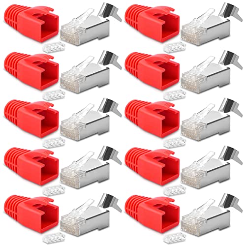 10x CAT7 CAT6 CAT6A Netzwerkstecker RJ45 Netzwerk Stecker vergoldete Kontakte Knickschutz von UC-Express