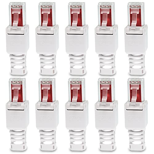 10x Netzwerkstecker werkzeuglos RJ45 CAT6 LAN UTP Kabel Stecker ohne Werkzeug werkzeugfrei CAT5 CAT7 Verlegekabel Patchkabel Netzwerkkabel Toolless Modular Plug Connector Crimpstecker von UC-Express