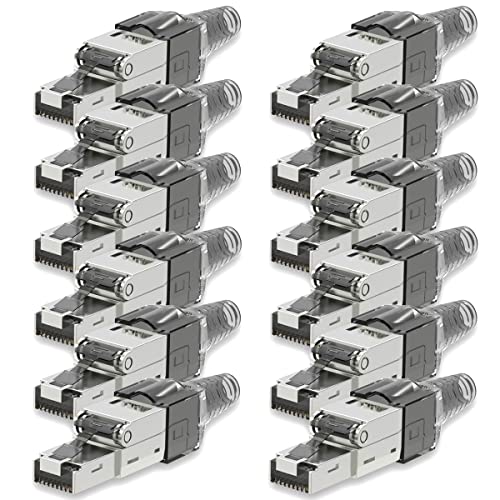 UC-Express Netzwerkstecker CAT7 RJ45-12x RJ45 Netzwerk Stecker Grau Steckverbinder - werkzeuglos - geschirmt - mit Zugentlastung - CAT 7 CAT7a LAN Netzwerkkabel UC-Express Netzwerkstecker CAT7 RJ45-12x RJ45 Netzwerk Stecker Grau Steckverbinder - werkzeuglos - geschirmt - mit Zugentlastung - CAT 7 CAT7a LAN Netzwerkkabel von UC-Express