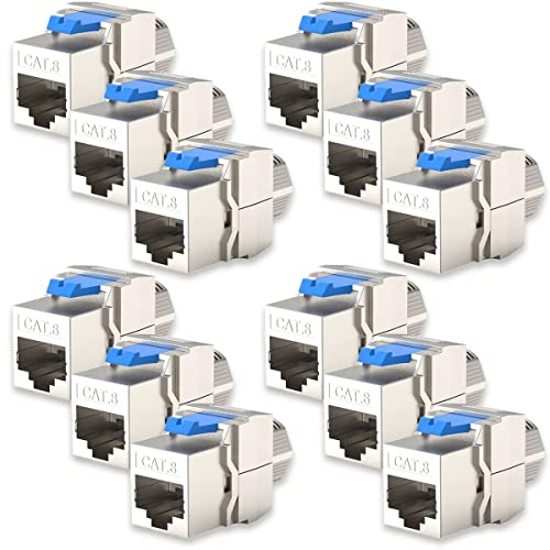 12x Keystone Jack Modul für CAT8 CAT8.1 Kabel bis 40 Gbit/s Metall Gehäuse geschirmt mit Schnappverschluss Werkzeuglos STP RJ45 Buchse Netzwerkkabel Verbinder Patchpanel Netzwerkdose von UC-Express