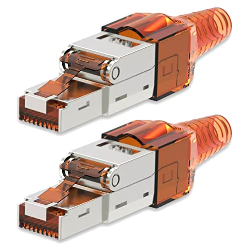 2 Stück Netzwerkstecker Cat 7 werkzeuglos CAT7 CAT7A RJ45 LAN UTP Kabel Stecker ohne Werkzeug werkzeugfrei CAT6a CAT6 CAT5 Verlegekabel Patchkabel Netzwerkkabel Toolless Modular Plug Connector von UC-Express