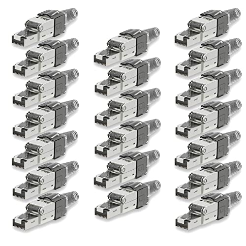 20 Stück Netzwerkstecker Cat 7 werkzeuglos CAT7 CAT7A RJ45 LAN UTP Kabel Stecker Grau ohne Werkzeug werkzeugfrei CAT6a CAT6 CAT5 Verlegekabel Patchkabel Netzwerkkabel Toolless Modular Plug von UC-Express