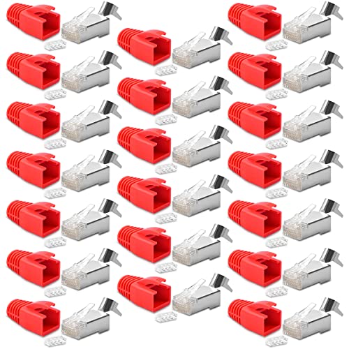 20x CAT7 CAT6 CAT6A Netzwerkstecker RJ45 Netzwerk Stecker vergoldete Kontakte Knickschutz von UC-Express