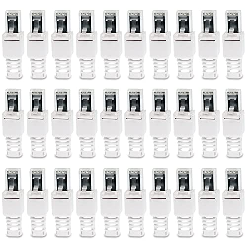 30 Stück Netzwerkstecker werkzeuglos CAT6A RJ45 LAN UTP Kabel Stecker ohne Werkzeug werkzeugfrei CAT6 CAT5 CAT7 Verlegekabel Patchkabel Netzwerkkabel Toolless Modular Plug Connector Crimpstecker von UC-Express