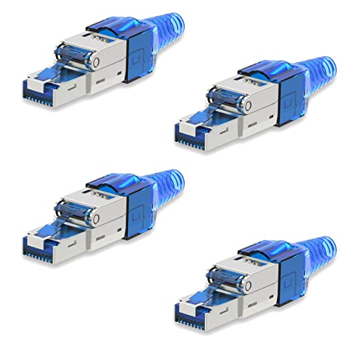 4 Stück Netzwerkstecker Cat 7 werkzeuglos CAT7 CAT7A RJ45 LAN UTP Kabel Stecker Blau ohne Werkzeug werkzeugfrei CAT6a CAT6 CAT5 Verlegekabel Patchkabel Netzwerkkabel Toolless Modular Plug von UC-Express