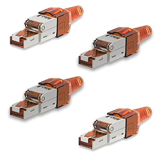 4 Stück Netzwerkstecker Cat 7 werkzeuglos CAT7 CAT7A RJ45 LAN UTP Kabel Stecker ohne Werkzeug werkzeugfrei CAT6a CAT6 CAT5 Verlegekabel Patchkabel Netzwerkkabel Toolless Modular Plug Connector von UC-Express