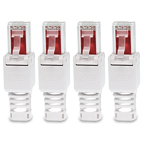 UC-Express CAT 6 RJ45 Netzwerkstecker - 4X RJ45 Netzwerk Stecker Steckverbinder - mit Zugentlastung - werkzeuglos - CAT6 CAT6a LAN Netzwerkkabel von UC-Express