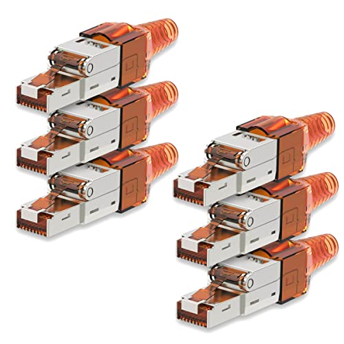 UC-Express Netzwerkstecker CAT7 RJ45-6X RJ45 Netzwerk Stecker Steckverbinder - werkzeuglos - geschirmt - mit Zugentlastung - CAT 7 CAT7a LAN Netzwerkkabel von UC-Express