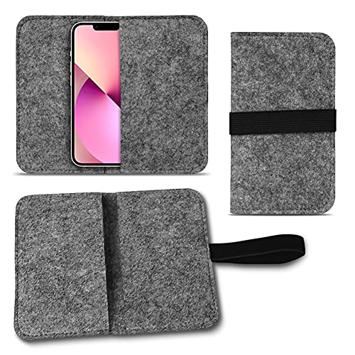 Handy Hülle kompatibel für Apple iPhone 13 / Pro Filz Tasche Schutzhülle Filzhülle Cover Schutz Case, Farben:Dunkel Grau von UC-Express