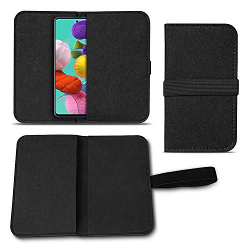 Handy Hülle kompatibel für Samsung Galaxy A41 Filz Tasche Schutzhülle Filzhülle Cover Schutz Case, Farben:Schwarz von UC-Express