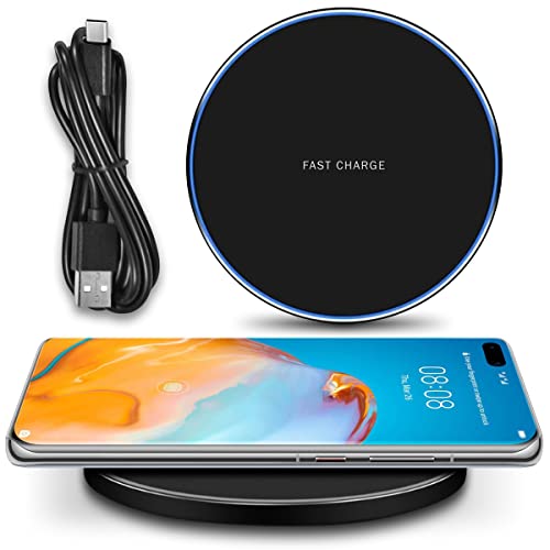 QI Fast Wireless Ladegerät 15W kompatibel für Huawei P40 / Pro/Plus Kabelloser Charger Induktive Universal Schnellladestation, Farbe:Schwarz von UC-Express