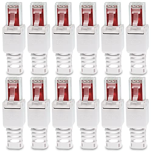 UC-Express 12x Netzwerkstecker werkzeuglos RJ45 CAT6 LAN UTP Kabel Stecker ohne Werkzeug werkzeugfrei CAT5 CAT7 Verlegekabel Patchkabel Netzwerkkabel Toolless Modular Plug Connector Crimpstecker von UC-Express