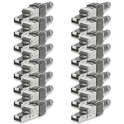 UC-Express 16 Stück Netzwerkstecker Cat 7 werkzeuglos CAT7 CAT7A RJ45 LAN UTP Kabel Stecker Grau ohne Werkzeug werkzeugfrei CAT6a CAT6 CAT5 Verlegekabel Patchkabel Netzwerkkabel Toolless Modular Plug von UC-Express